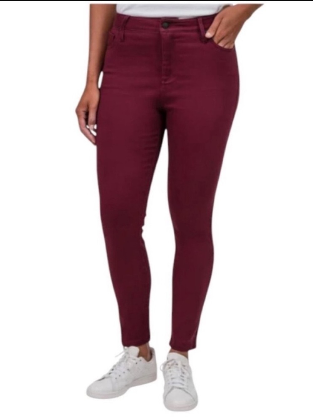 NWT United Colors of Benetton High Rise Pants Burgundy Red 14